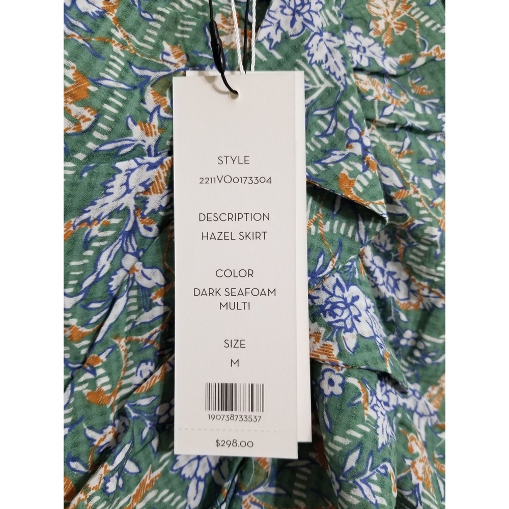 Veronica Beard Hazel Floral Asymmetric Ruffle Skirt Seafoam NWT Size M $298 - Picture 15 of 16